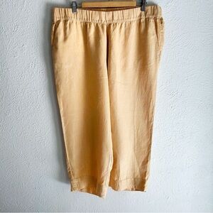 Pure Jill Linen Trapunto-Stitched Pants Butter Yellow Sz XL
